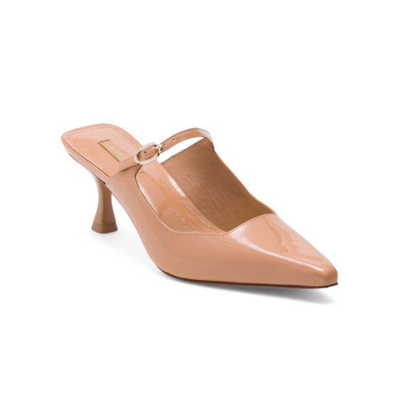 LARROUDE Tan Made In Brazil Leather Ines Heeled Mules - Picture 1 of 2